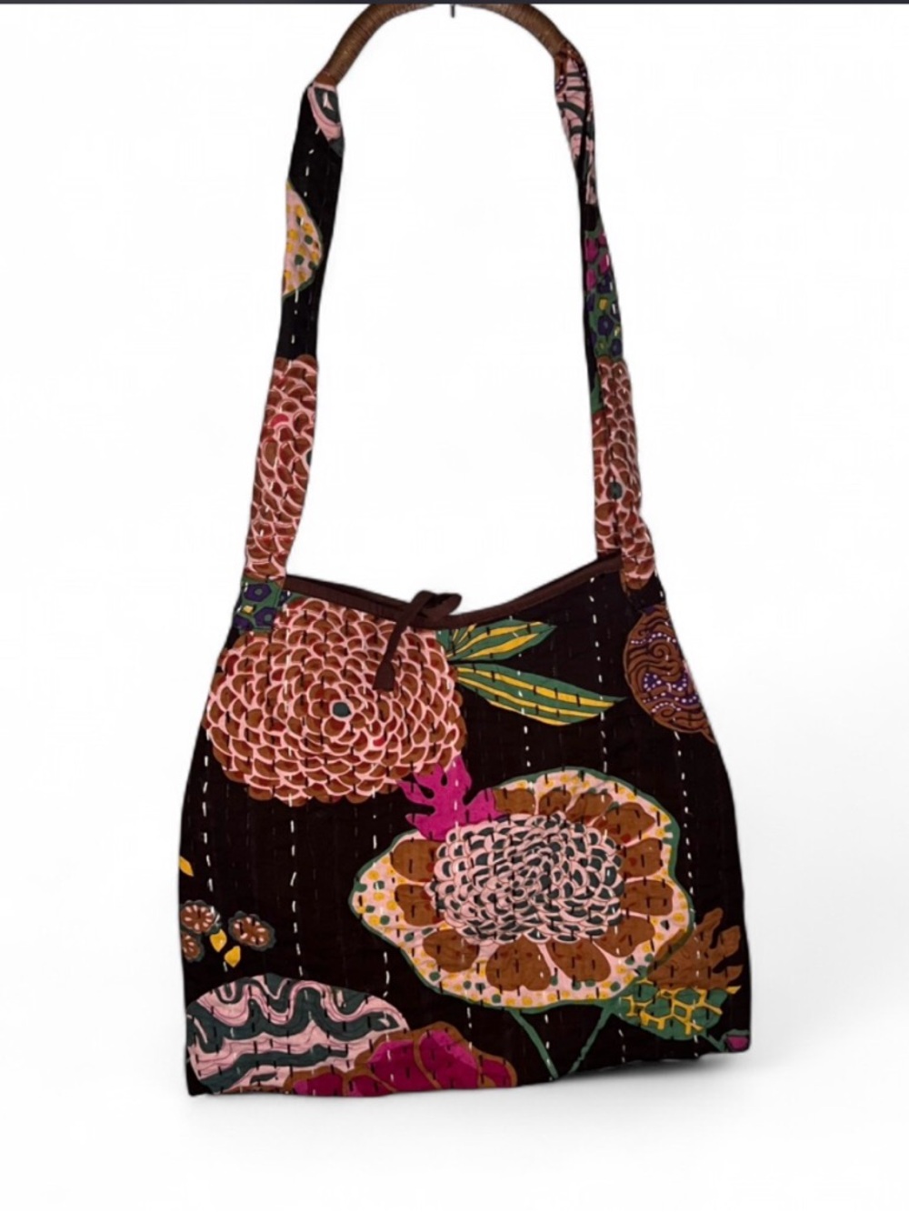 Global Girlfriend Blue Mango Floral‎ Cotton Boho Tote Bag